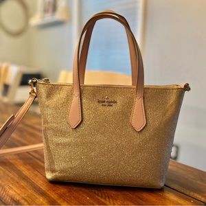 Kate spade gold with pink crossbody purse